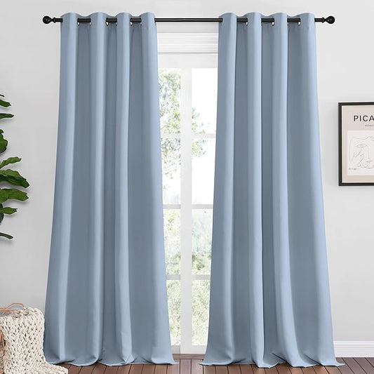 NICETOWN Vintage Blue Blackout Curtains 96 inches Length by NICETOWN