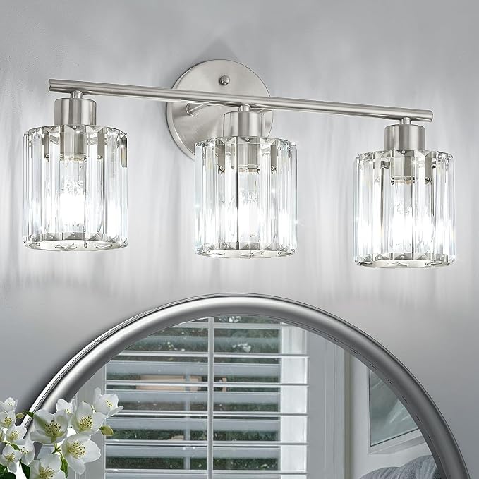 Crystal Bathroom Light Fixtures, Bathroom Lighting Fixtures Over Mirror by Kvhiiw