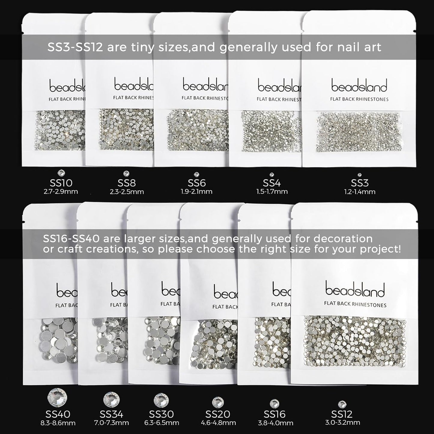 Beadsland 288pcs Flat Back Crystal Rhinestones Round Gems for Nail Art and Craft Glue Fix,Emerald,SS34,7.1-7.3mm