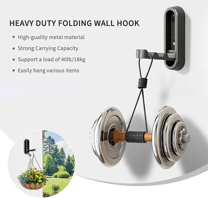 2PCS Foldable Wall Hooks, Flip Down Design - Image 3