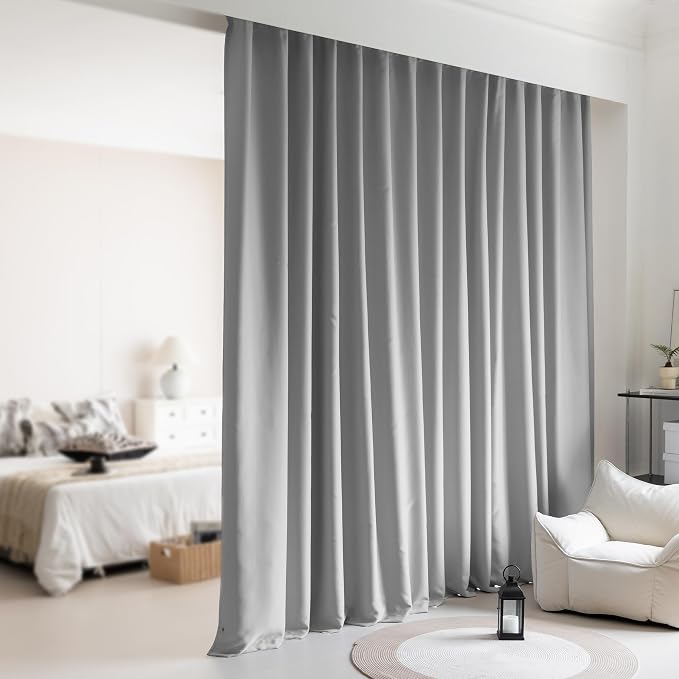 Room Divider Curtains, Back Tab Extra Wide Theater Curtains by KNEOQIT