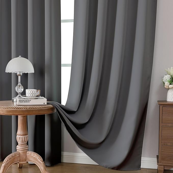 CUCRAF Light Grey Blackout Curtains 54 inch Length 2 Panels Set, Rod Pocket - Image 5