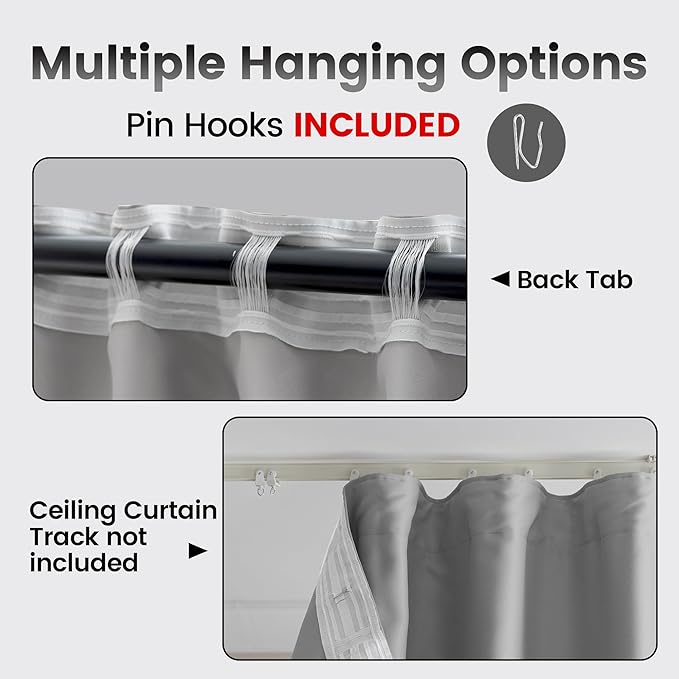 Room Divider Curtains for Ceiling Track Set, Back Tab Blackout Curtains Ceiling - Image 2