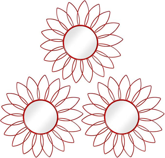 3 Pack Metal Mirrors for Wall Sunburst Wall Mirrors Home Décor Decorative by Uaussi