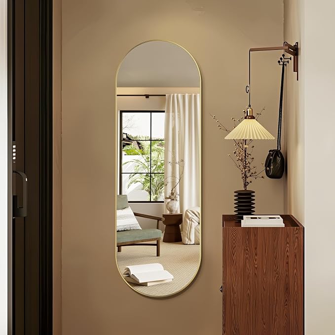 Oval Full Length Mirror, Ultra-Clear Explosion-Proof Dressing Mirror, Simple & by TheiaMo
