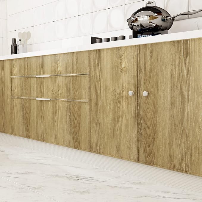 WESTICK Glossy Brown Wood Contact Paper Self Adhesive Wooden Wallpaper Kitchen - Image 3