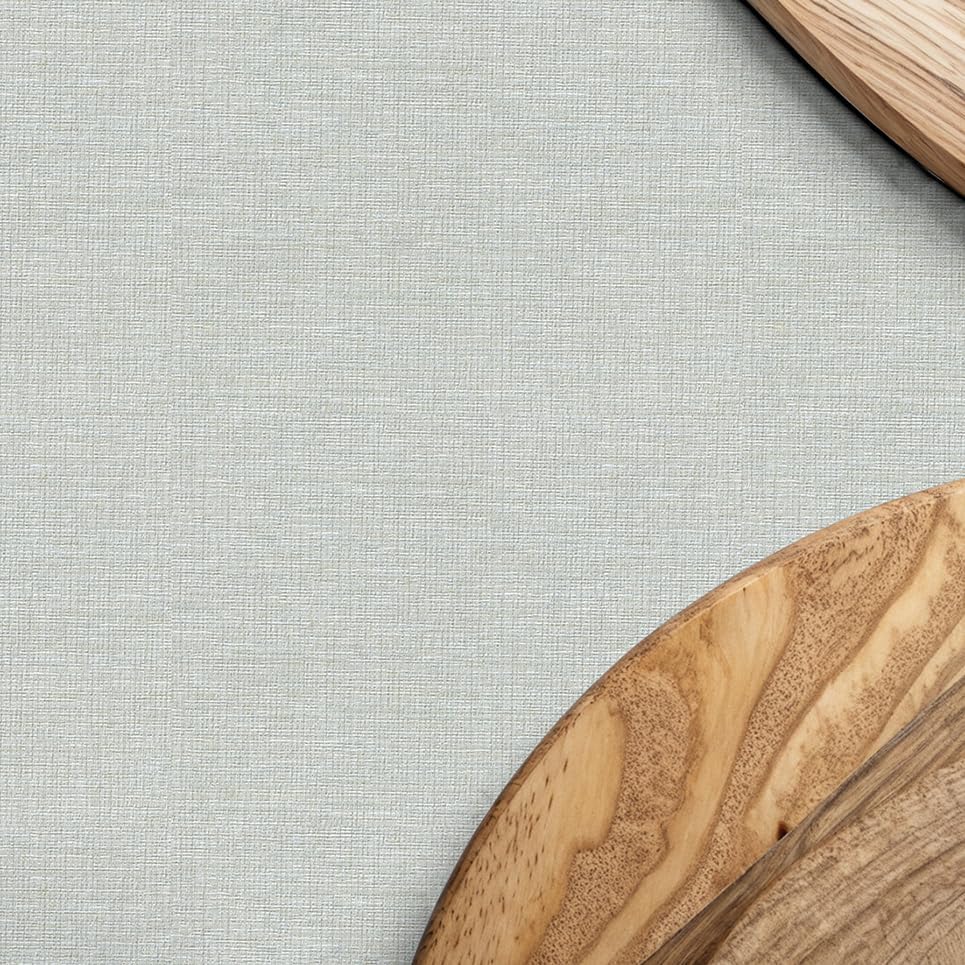 Light Blue Woven Fabric Peel and Stick Wallpaper Subtle Linen Texture - Image 7