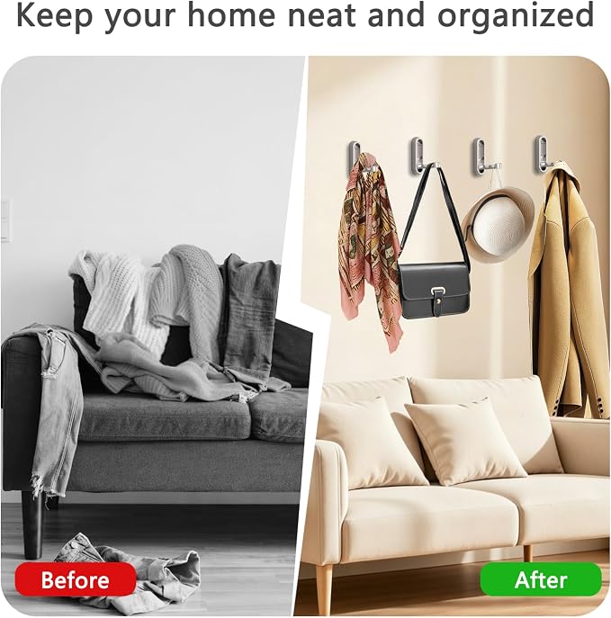 4PCS Foldable Wall Hooks, Flip Down Design - Image 5