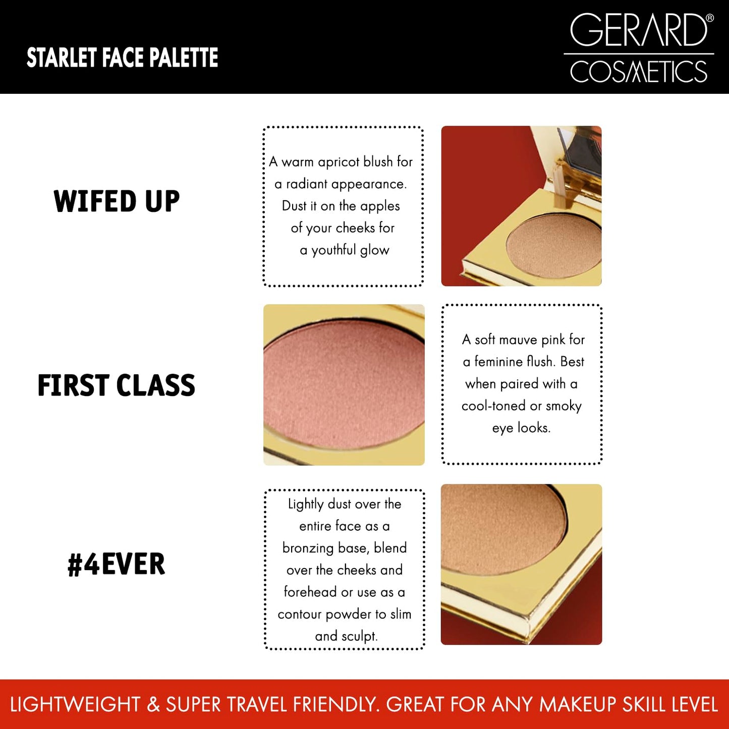 Blush and Bronzer Palette (Honeymoon) by Gerard Cosmetics | Vegan Powder Contour and Blush Makeup Palette | Professional Pigmented Formula | Cruelty Free and Made in the USA