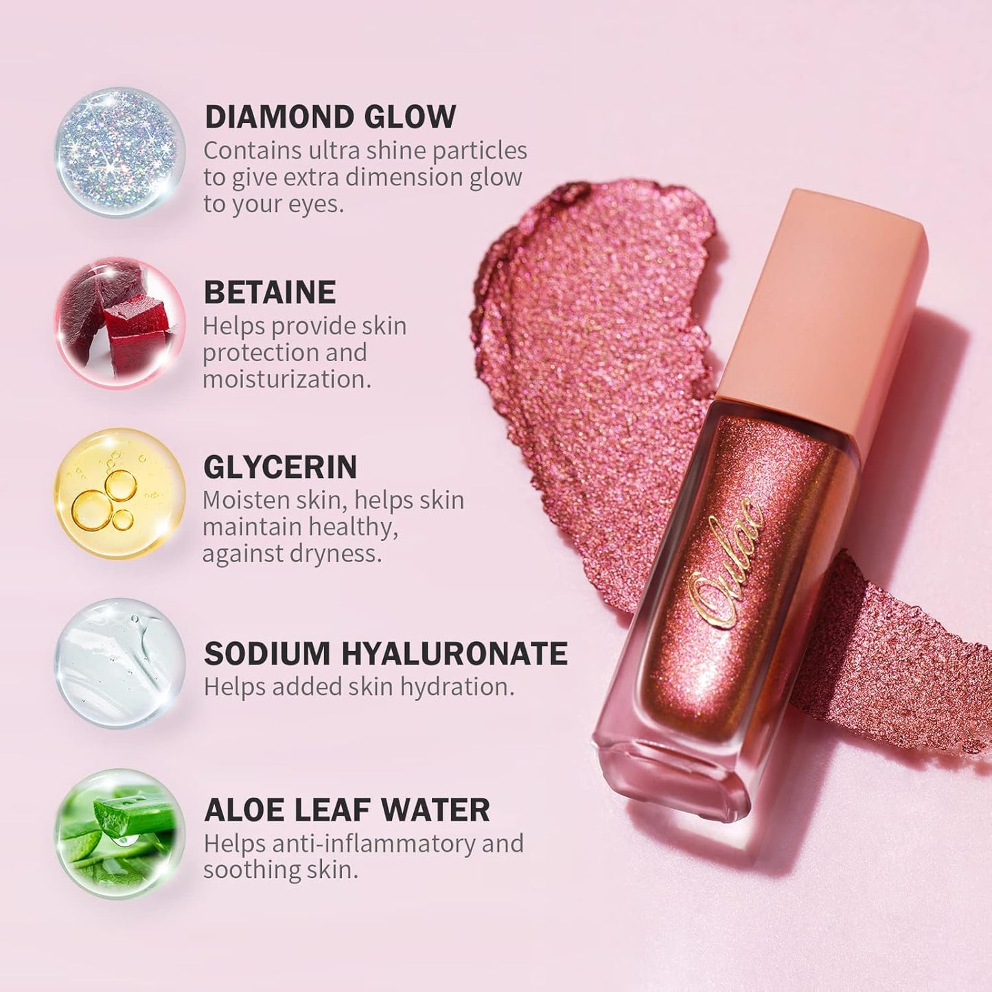 Oulac Liquid Glitter Eyeshadow - Metallic Golden Liquid Eyeliner Shimmer Eye - Non-Creasing, Lightweight, Moisturizing Formula - Easy to Remove - Vegan & Cruelty-Free (32)