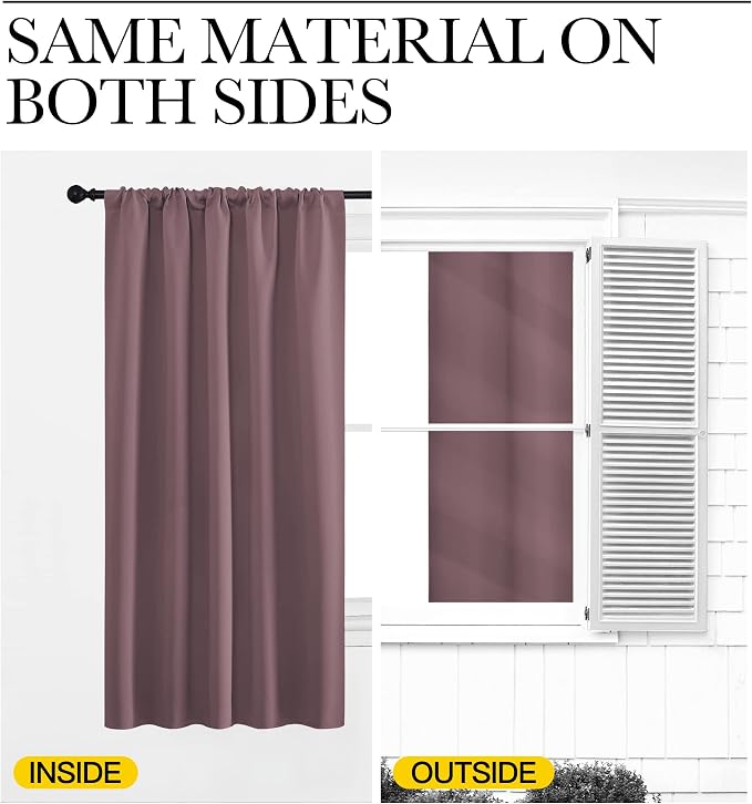 NICETOWN RV Blackout Curtains for Camper Windows, Dry Rose, Short Blackout - Image 5