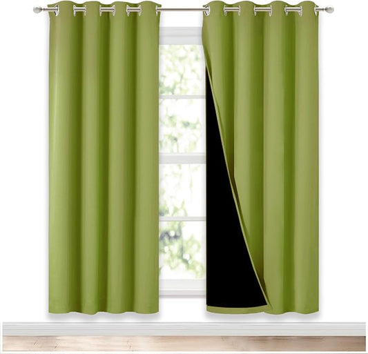 NICETOWN 100% Blackout Window Curtain Panels, Fresh Green, 2 Pieces, 52-inch by NICETOWN