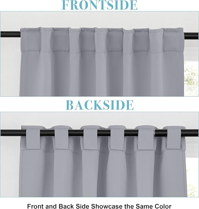 RYB HOME Bedroom Curtains, Room Darkening Thermal Insulated Curtain Back Tab - Image 2