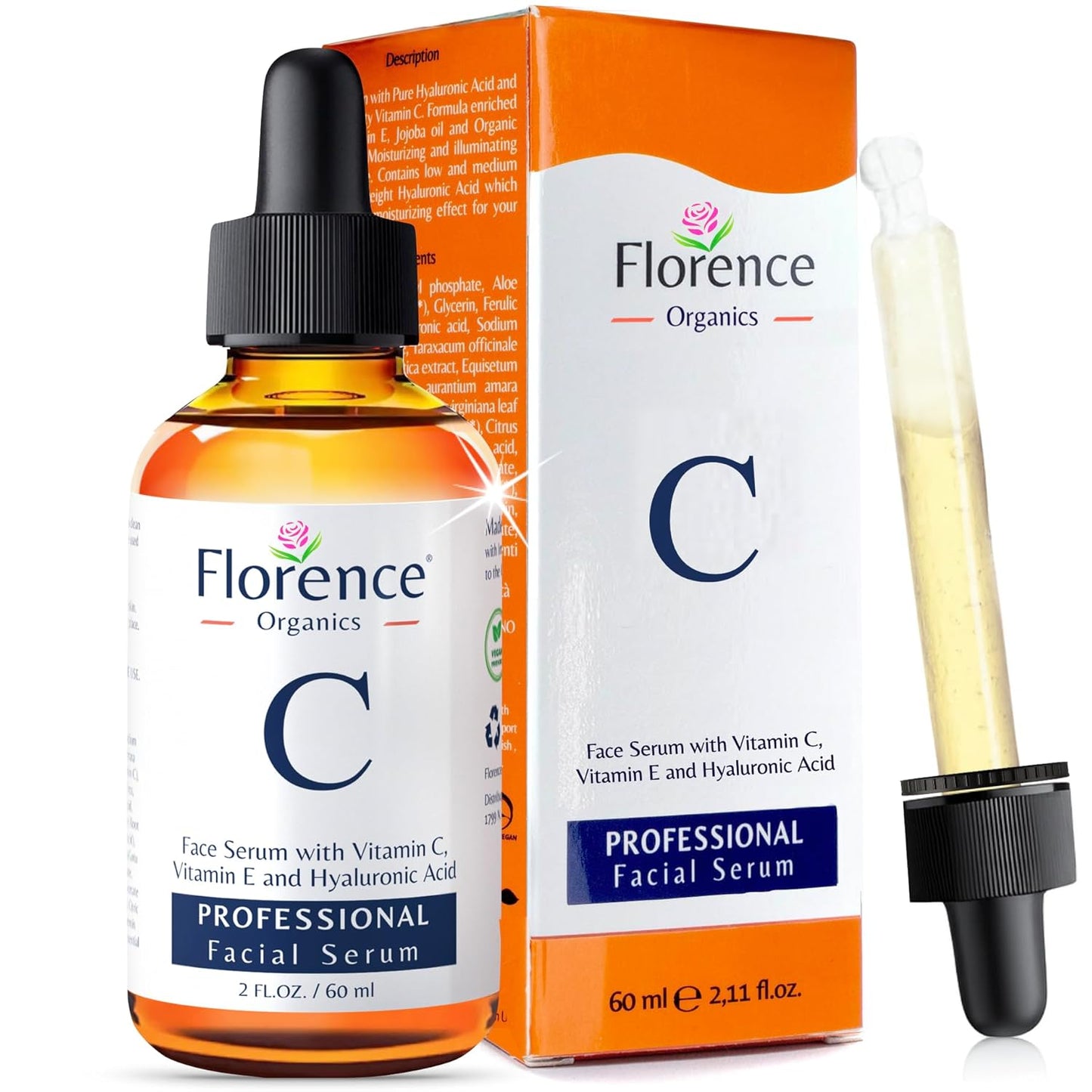 Vitamin C Serum For Face – Anti-Aging Facial Serum with Vitamin C, Hyaluronic Acid, Niacinamide, B5 & Vit E. Brightening Facial Essence for Dark Spots, Fine Lines, Wrinkles & Glowing Skin, 2 Fl Oz