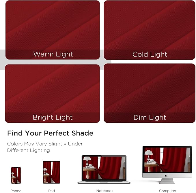 CUCRAF Red Blackout Curtains 63 inch Length 2 Panels Set, Rod Pocket Room - Image 4