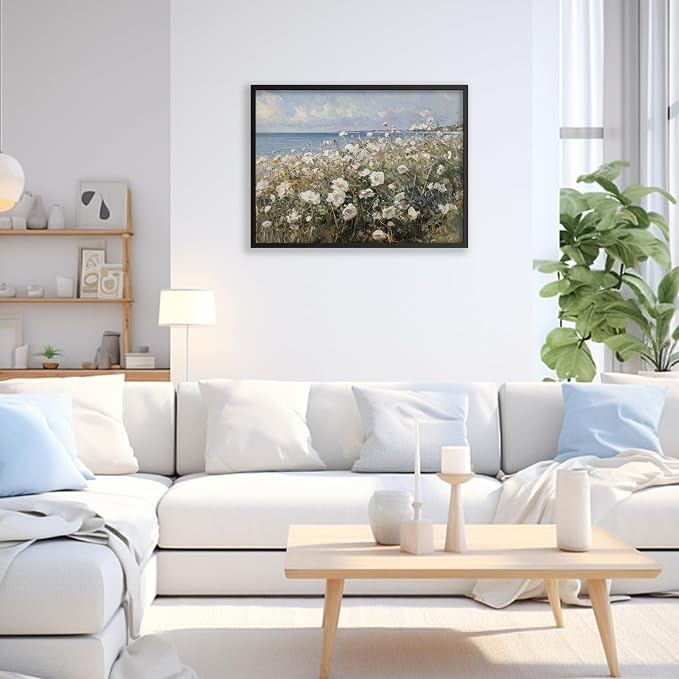 Nature Landscape Wall Art Coastal Wildflower Poster 16X24 inch Black Framed - Image 4