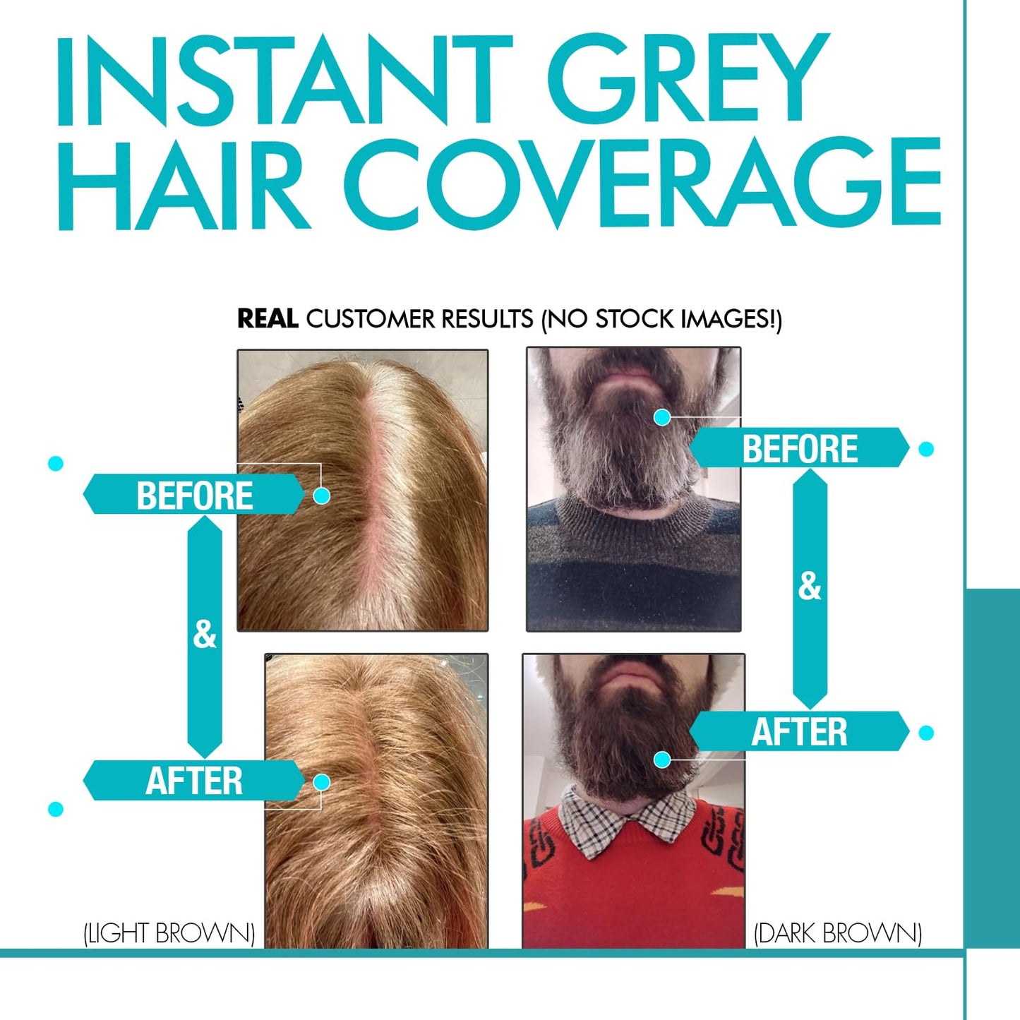 Root Touch Up Hair Color Root Cover Up with Double-Ended Brush for Hair Color for Gray Hair Coverage - Portable Hair Powder Solution for Quick Gray Coverage (Medium Brown, 6g)