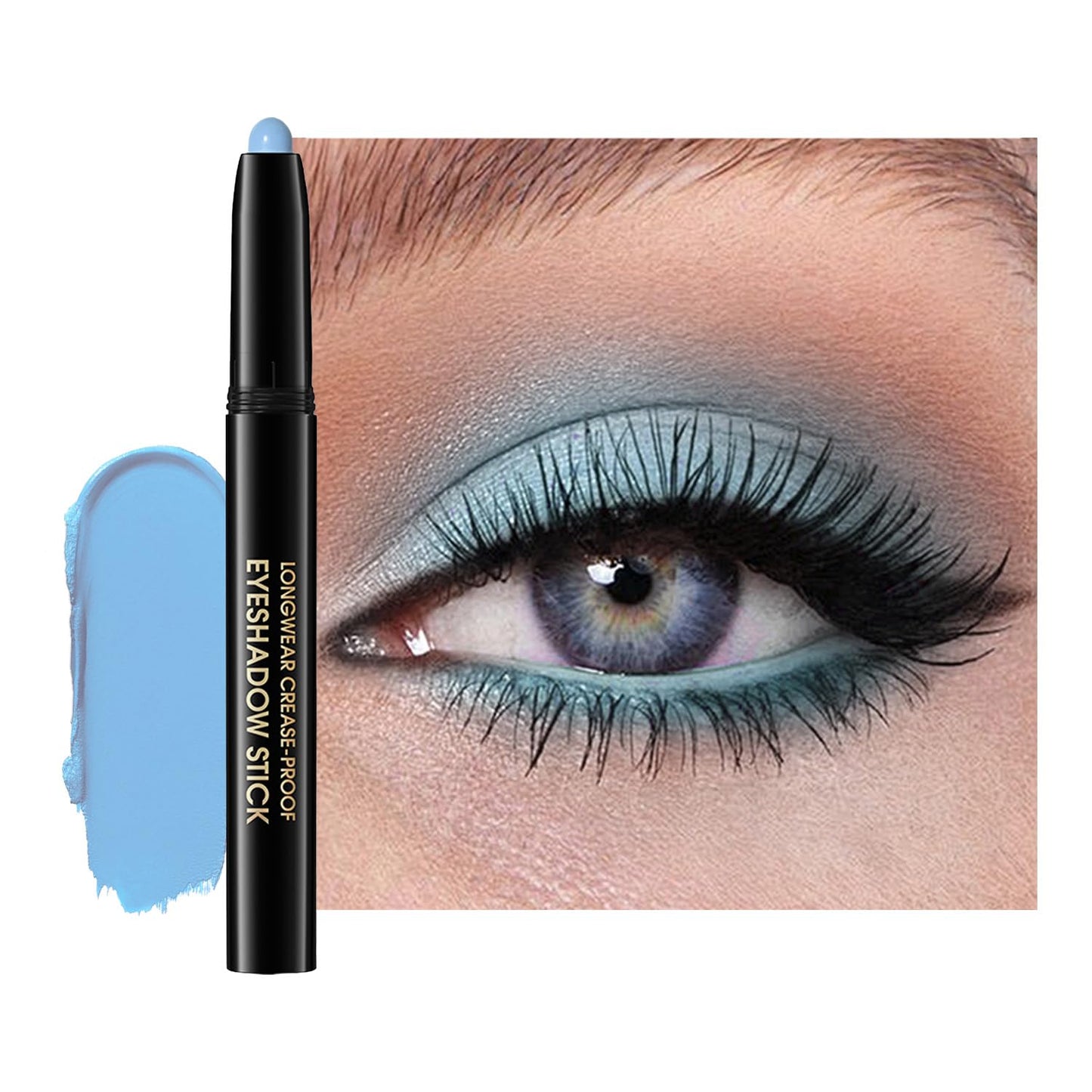 Eyeshadow Stick, Shimmer and Matte Cream Eye Shadow Brightener Sticks Eyeliner Pencil Crayon, Waterproof Long Lasting Eye Highlighter Stick Makeup,0.056 Oz(#10-Cornflower)