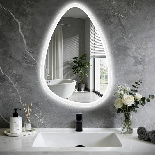20x28 LED Bathroom Mirror with Lights Irregular, Lighted Bathroom Vanity Mirror by Unknown