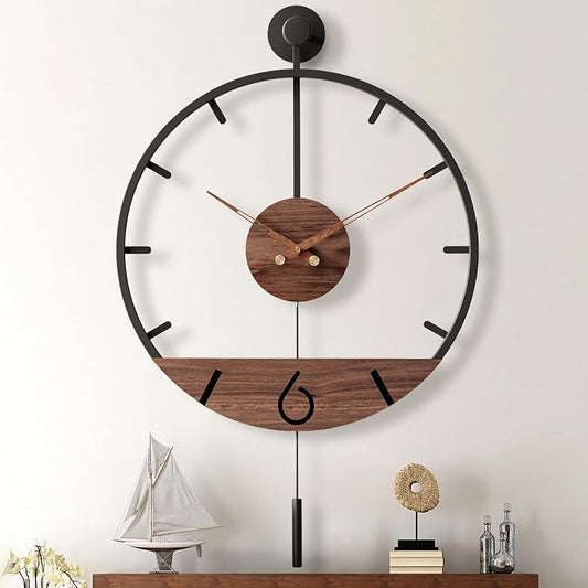 Pytha Sight 34.6×24 Inch Large Modern Decorative Pendulum Wall Clock, Big Metal by Pytha+Sight