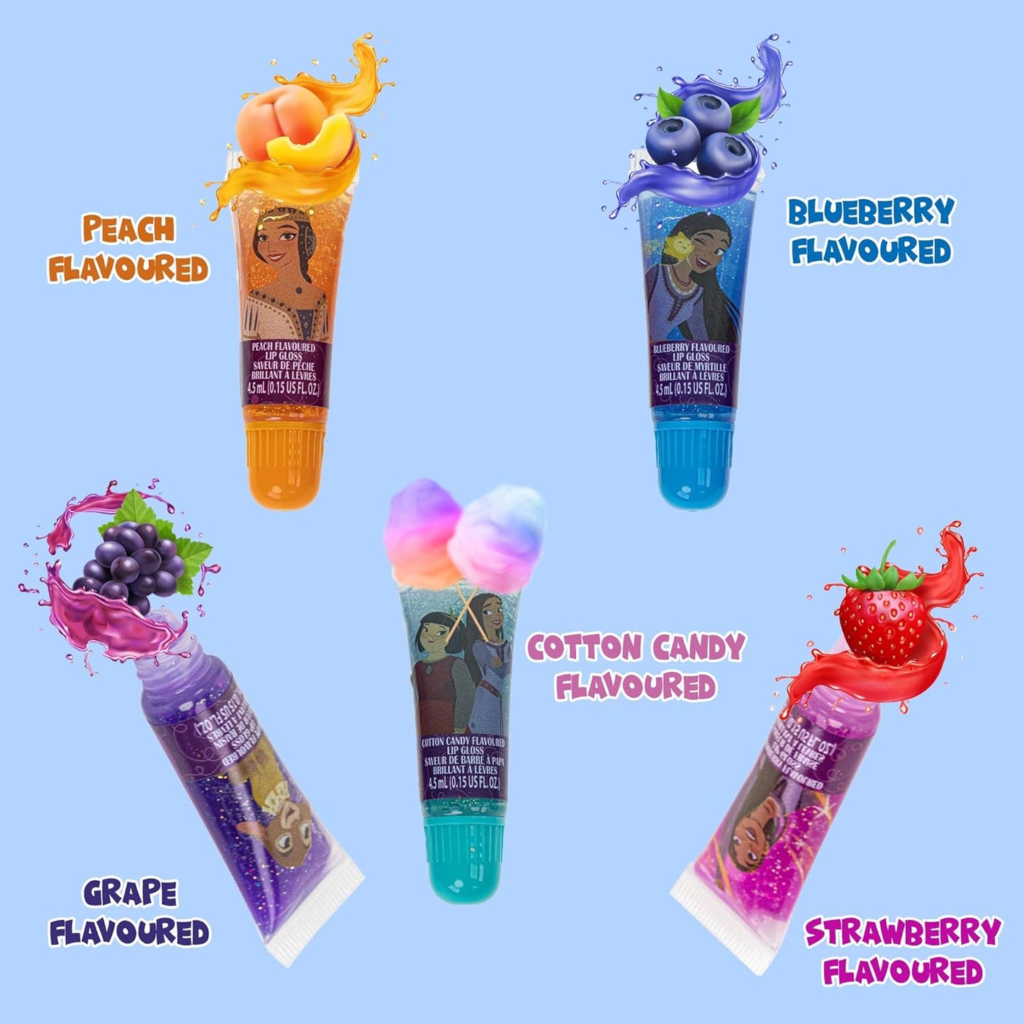 Disney Wish Sparkly Cosmetic Makeup Set for Girls with Lip Gloss Nail Polish Nail Stickers - 11 Pcs | Perfect for Parties Sleepovers Makeovers | Birthday Gift for Girls 3+ by Townley Girl