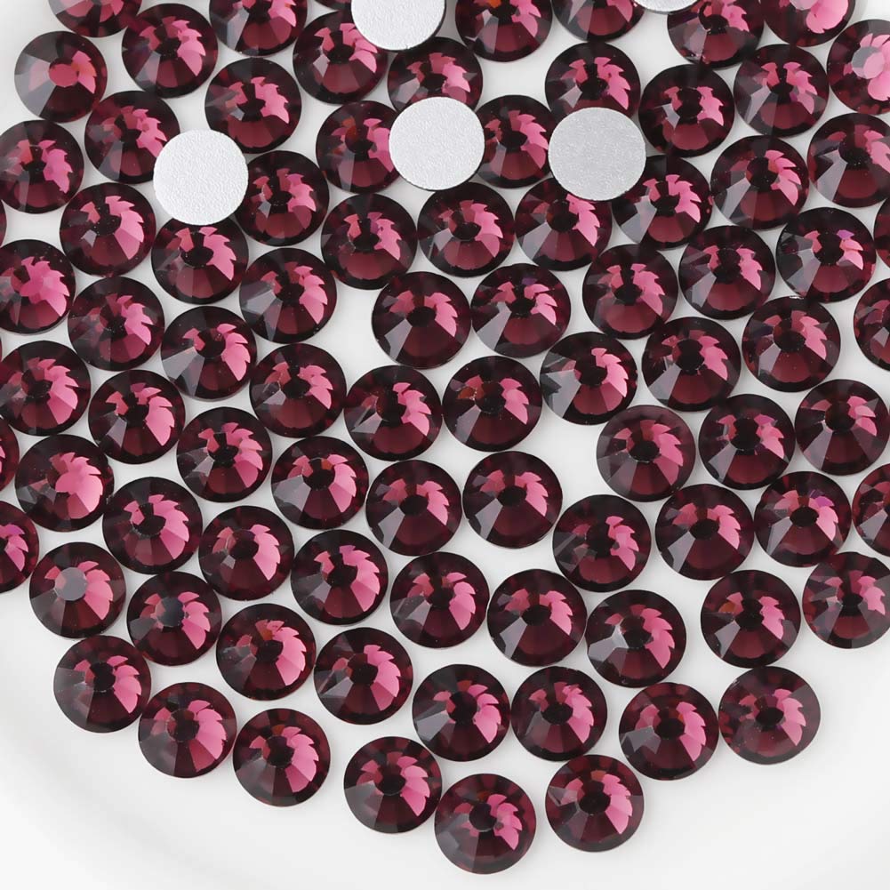 beadsland Flat Back Crystal Rhinestones Round Gems, Amethyst (1.9-2.0mm) SS6/1440pcs
