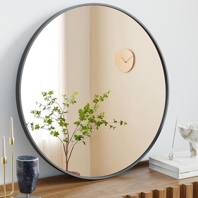 NEWBULIG Round Bathroom Mirror for Over Sink, 36 Inch Wall Mount Vanity Circle by NEWBULIG