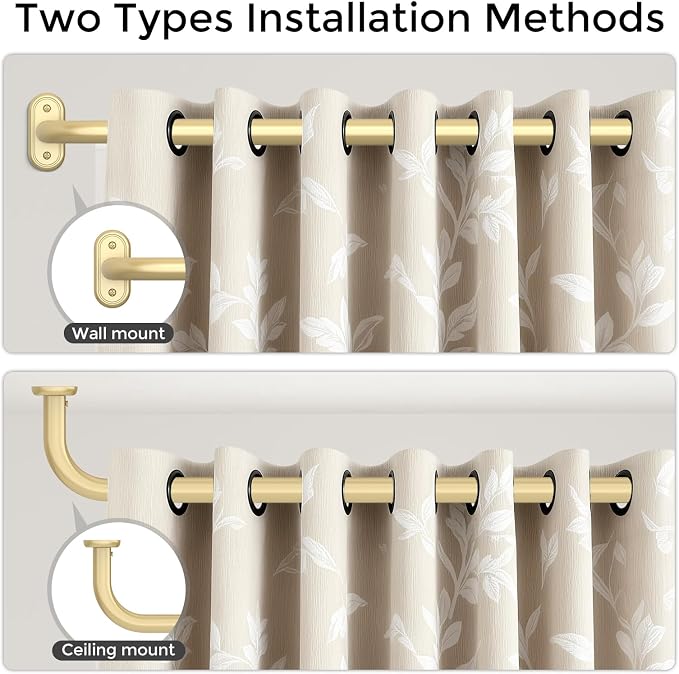 Curtain Rods 32-46 Inch, 1 Inch Adjustable Heavy Duty Room Darkening Window - Image 4