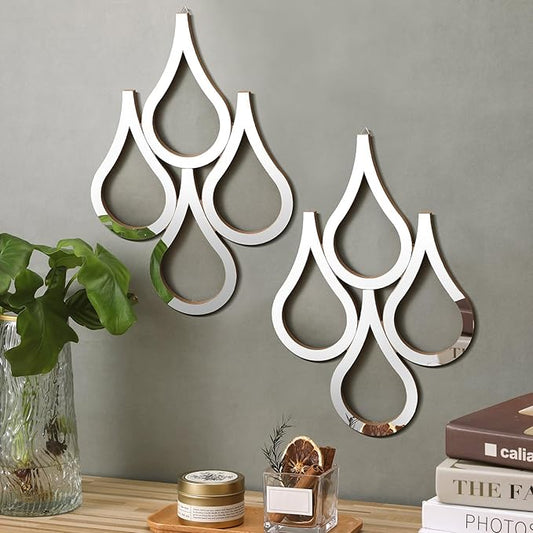 Weysat 2 Pieces Teardrop Wall Mirror Hanging Wall Mounted Decorative Accent by Weysat