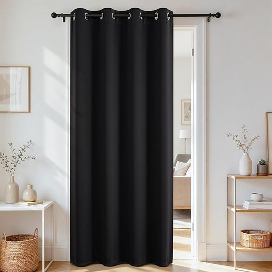 Joydeco Blackout Door Curtain for Doorway Privacy 80 Inches Long, Grommet by JOYDECO
