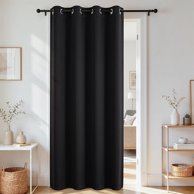 Joydeco Blackout Door Curtain for Doorway Privacy 96 Inches Long, Grommet by JOYDECO