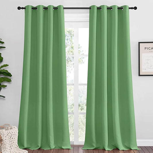 NICETOWN Froest Green Blackout Curtains 102 inches Length by NICETOWN