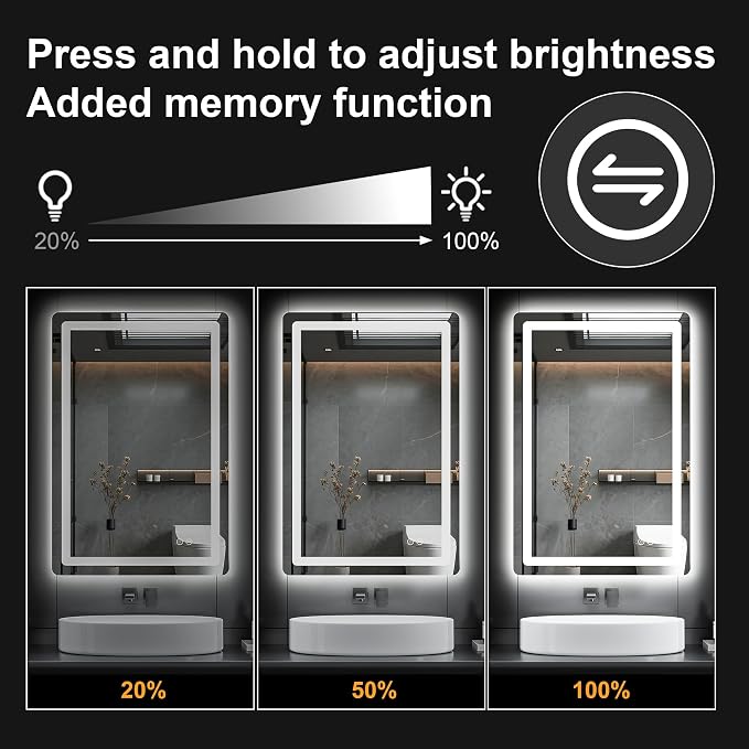 Led Mirror for Bathroom, 30x20 Bathroom Vanity Mirror for Wall - Image 2