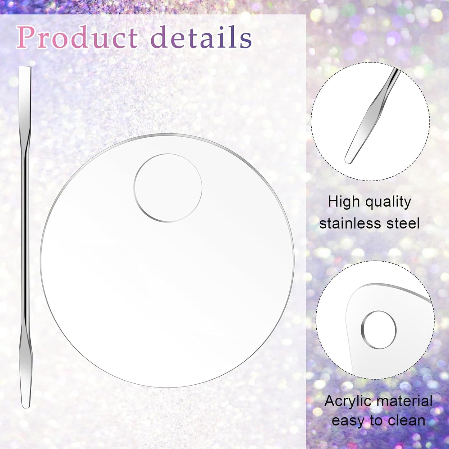 2 Pcs Makeup Palette Tray Clear Makeup Mixing Tray Cosmetic Palette Acrylic with 2 Pcs Spatula Tool Foundation Mixing Palette Cosmetic Palette for Mixing for Nail Art Foundation Shadow