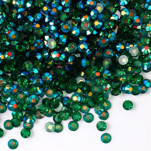 1000 Pieces SS20 5mm Flatback Rhinestones AB Clear Round Gems Crystals for Nail Art DIY Crafts Clothes Shoes Bags （Transparent Dark Green AB）