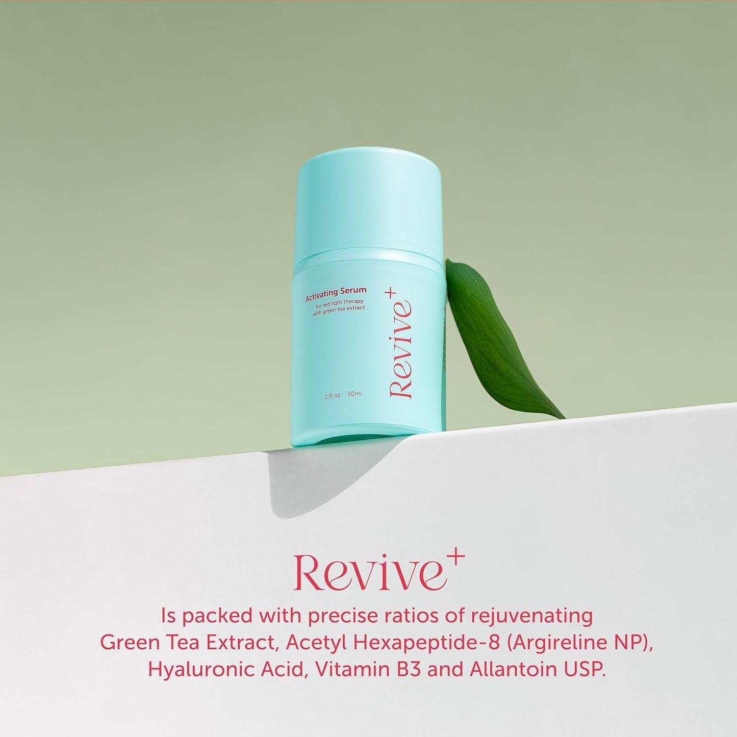 Red Light Therapy Activation Serum - Amplify Effects & Reduce Wrinkles with Hydrating Serum for Face - Green Tea Serum - Hydrating Face Serum Skin Care Routine - Hyaluronic Acid Serum for Face - 1oz