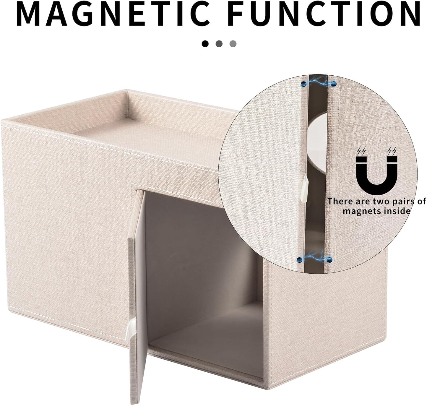 Square Tissue Box Cover with Drawers,Tissue Box Holder with Storage Tray, Makeup Organizer and Desk Organizer,Tissue Holders Decorative for Bathroom Vanity NightStand Dressing Table (Beige)