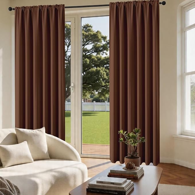 CUCRAF Brown Blackout Curtains 54 inch Length 2 Panels Set, Rod Pocket Room - Image 4