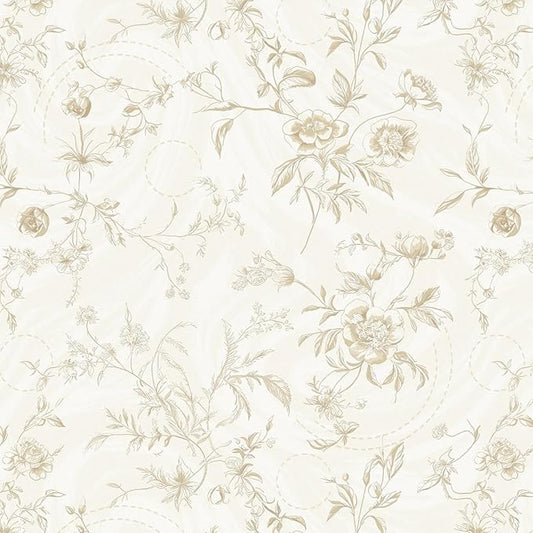 Ismoon Floral Peel and Stick Wallpaper Vintage Beige Stick on Wall Paper French by Ismoon
