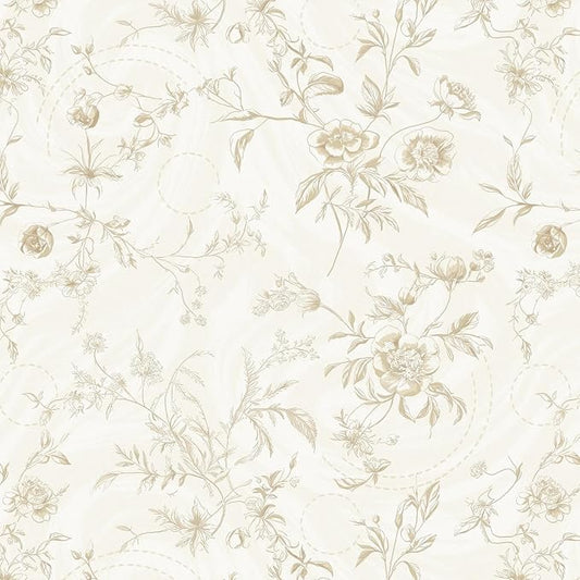 Ismoon Peel and Stick Wallpaper Floral Vintage Stick on Wall Paper Beige French by Ismoon
