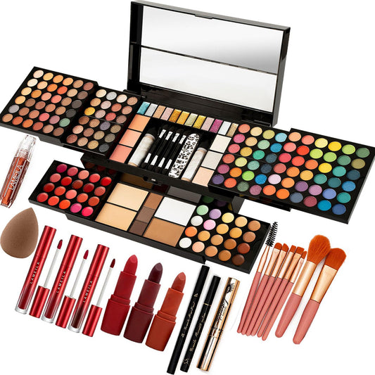 M 187 Colors Professional Makeup Palette - All-in-One Kit With Eye Shadows, Lipsticks, Mascara, Foundations, Blushes, Brow Pencils, Nail File - Makeup Gift Set for Women and Girls