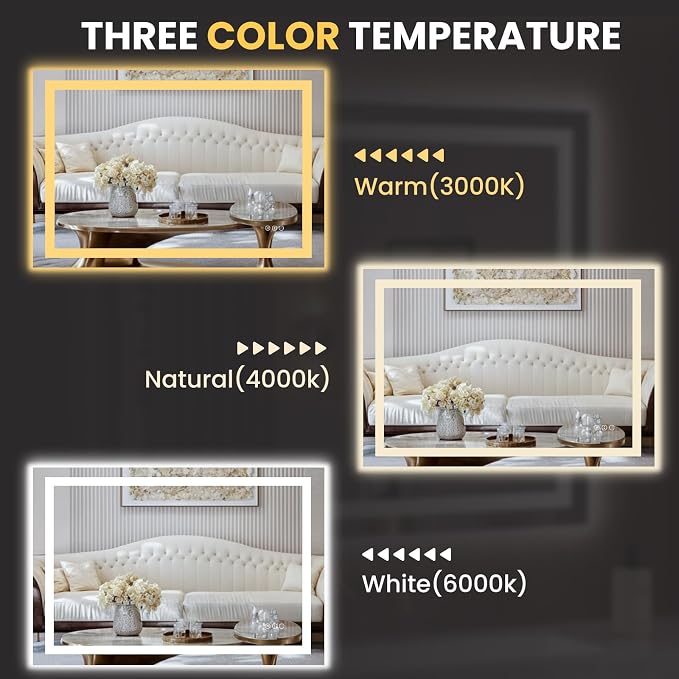 LOAAO 50"x36" LED Bathroom Mirror - Image 5