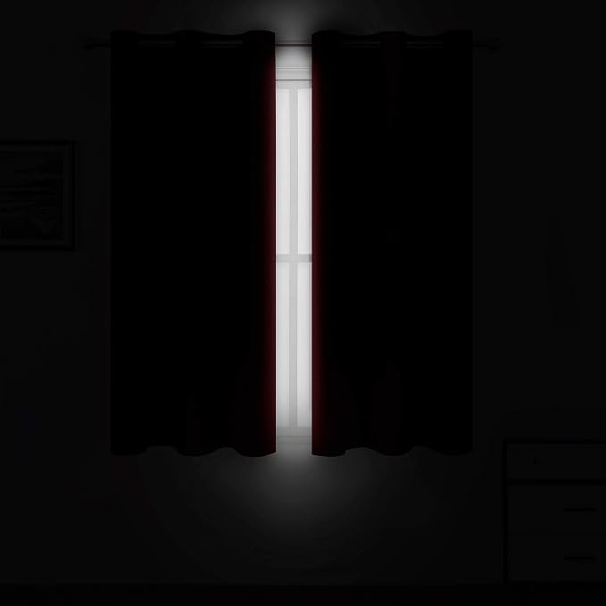 LEMOMO Red Blackout Curtains 66 x 63 Inch Length/Set of 2 Curtain - Image 3