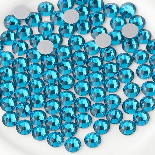 Beadsland 2880pcs Flat Back Crystal Rhinestones Round Gems for Nail Art and Craft Glue Fix,Indicolite,SS4,1.5-1.7mm