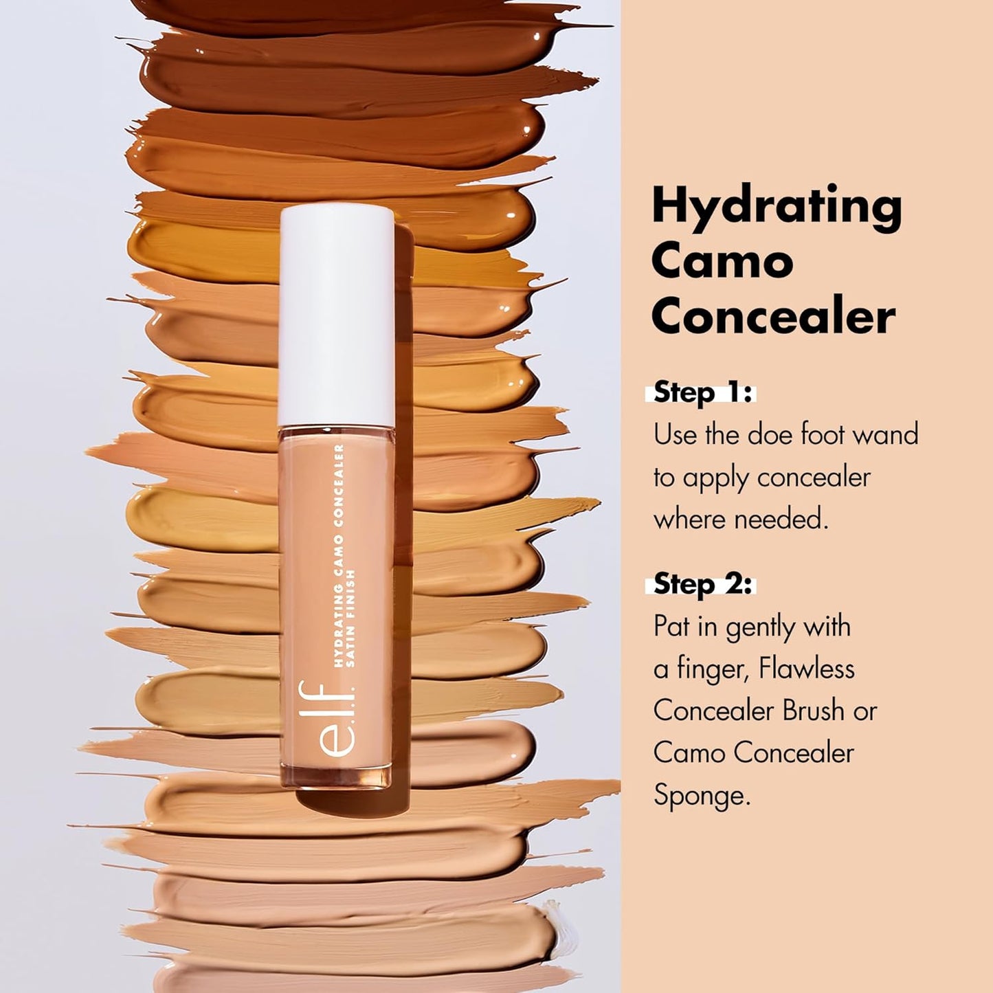 e.l.f. Hydrating Camo Concealer, Covers Blemishes & Under-Eye Circles, Full-Coverage & Delivers A Satin Finish, Vegan & Cruelty-Free, Rich Chocolate