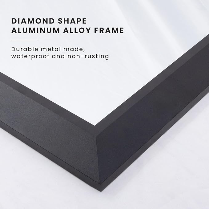 Amorho Black Bathroom Mirror, 48x35 Inch Thick Metal Framed Wall Mirrors - Image 2