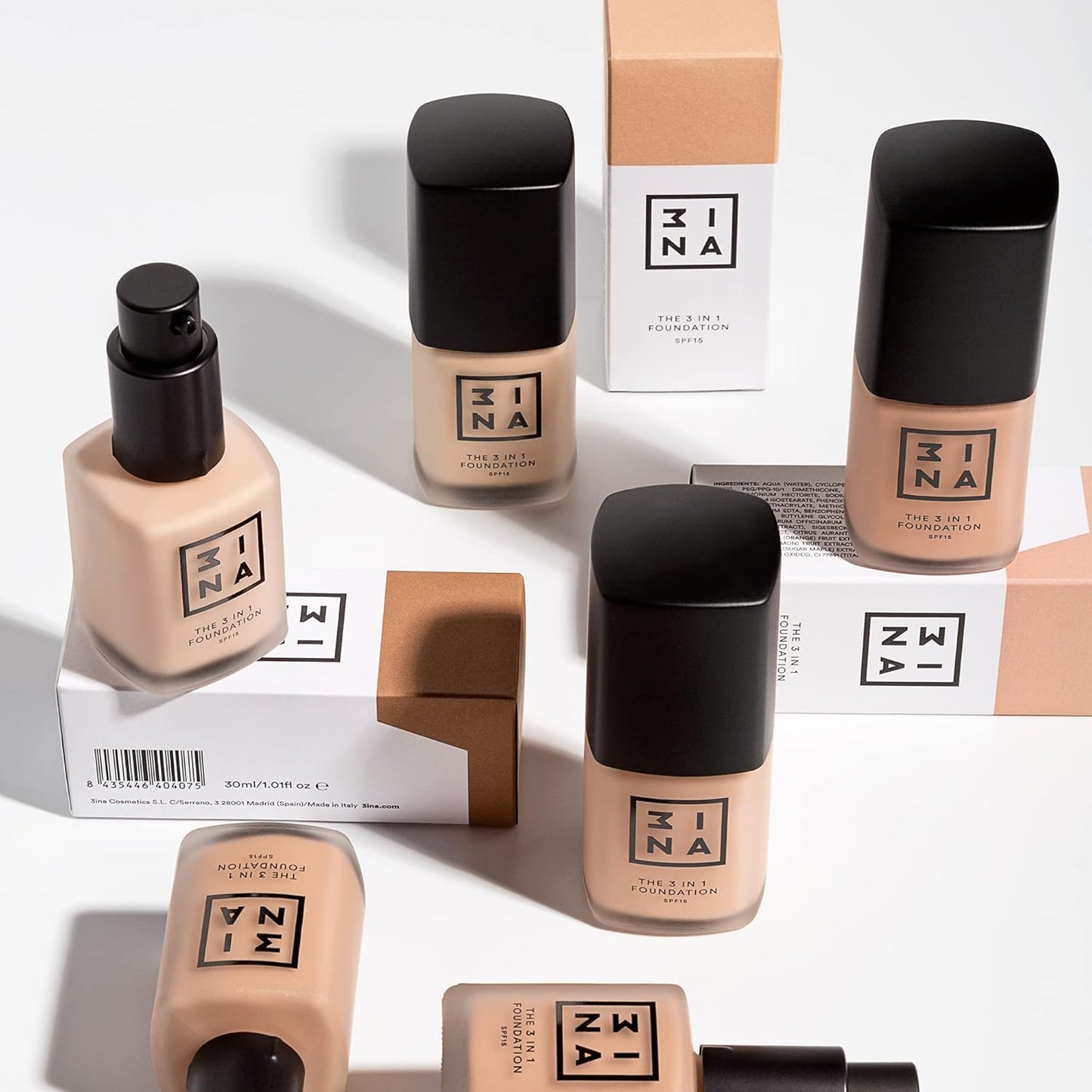 3INA The 3-In-1 Foundation 221 - Vegan Formula - Combination Of Primer, Concealer And Foundation - Medium Coverage - Natural Finish - Perfect For Covering Lines And Blemishes - Long Lasting - 1.01 Oz
