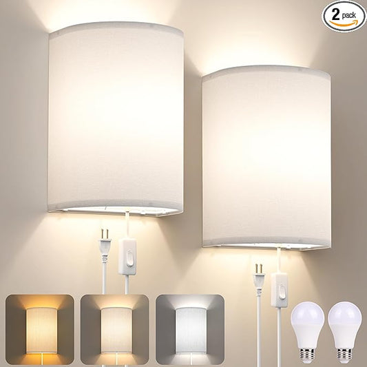 Plug in Wall Sconces Set of Two: Wall Lights by Yunaking