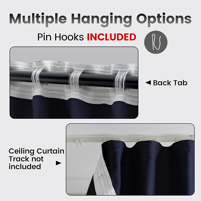 Extra Wide Room Divider Blackout Ceiling Track Curtains Back Tab - Image 2