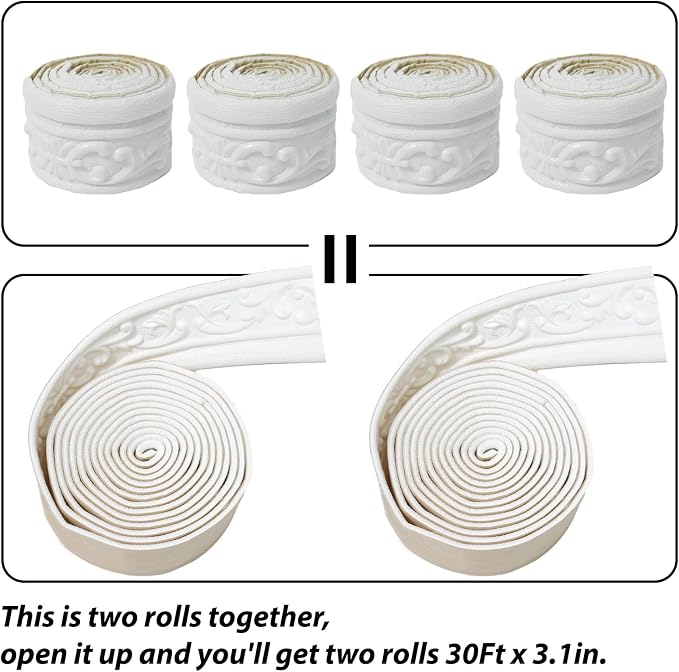 360" x 3.1" Peel Stick Foam Molding Trim Self Adhesive, Crown Molding Wallpaper - Image 3